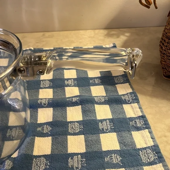 Vintage 1960’s Pyrex Flameware Clear Glass Double Boiler with Lid